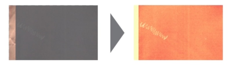 Specim工業(yè)高光譜相機(jī)檢測(cè)涂層上的劃痕，涂層劃傷缺陷可視化